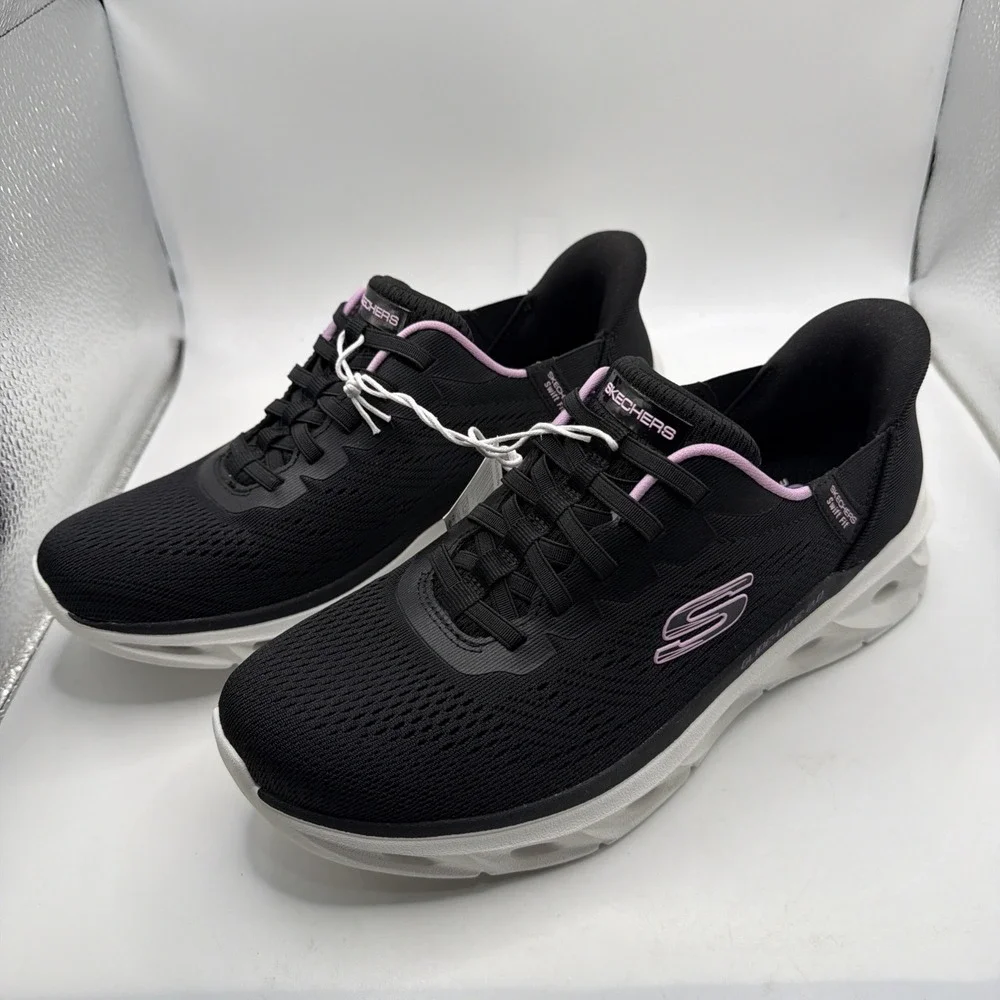 SKECHERS Hands Free‎ Swift Fit Mesh Sneakers Black Pink Lace Up. Size 7